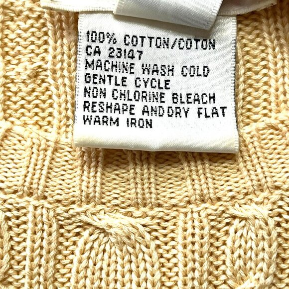Vtg Talbots Cable Knit Sweater sz M !00% Cotton Preppy Academia Old Money Tennis - Picture 4 of 4